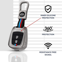 HYUNDAI | ZINC ALLOY + SILICONE CAR KEY CASE | FOR 2 BUTTON KEY