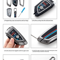 BMW | ZINC ALLOY + SILICONE CAR KEY CASE | FOR 3 BUTTON KEY