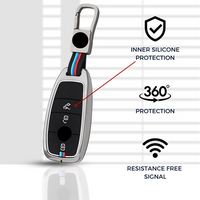 MERCEDES BENZ | ZINC ALLOY + SILICONE CAR KEY CASE | FOR 3 BUTTON KEY