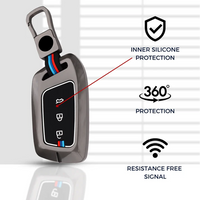 MG | ZINC ALLOY + SILICONE CAR KEY CASE | FOR 3 BUTTON KEY
