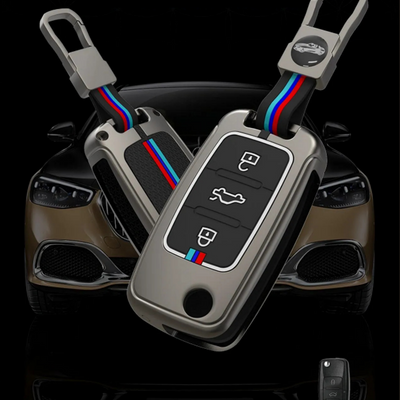 SKODA/VOLKSWAGEN | ZINC ALLOY + SILICONE CAR KEY CASE | FOR 3 BUTTON KEY