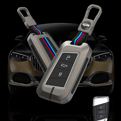 SKODA/VOLKSWAGEN | ZINC ALLOY + SILICONE CAR KEY CASE | FOR 3 BUTTON KEY