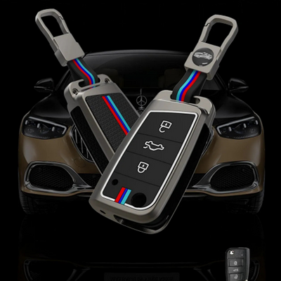 SKODA/VOLKSWAGEN | ZINC ALLOY + SILICONE CAR KEY CASE | FOR 3 BUTTON KEY