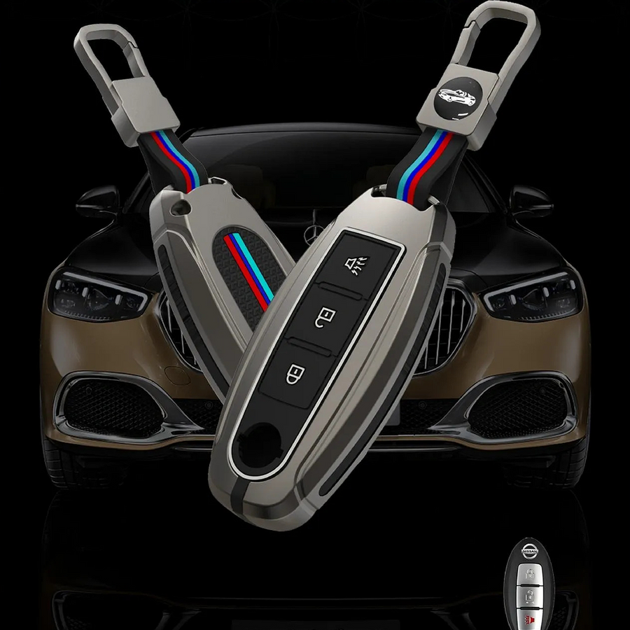 NISSAN | ZINC ALLOY + SILICONE CAR KEY CASE | FOR 3 BUTTON KEY