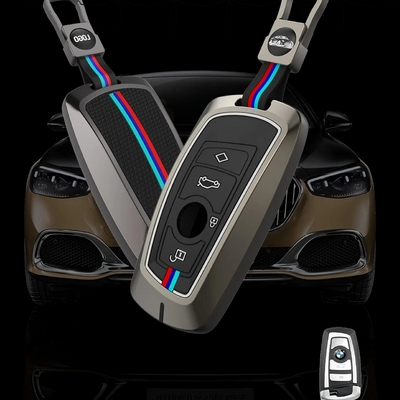 BMW | ZINC ALLOY + SILICONE CAR KEY CASE | FOR 4 BUTTON KEY