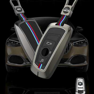 BMW | ZINC ALLOY + SILICONE CAR KEY CASE | FOR 3 BUTTON KEY
