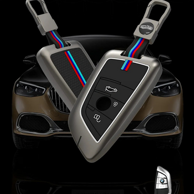 BMW | ZINC ALLOY + SILICONE CAR KEY CASE | FOR 3 BUTTON KEY
