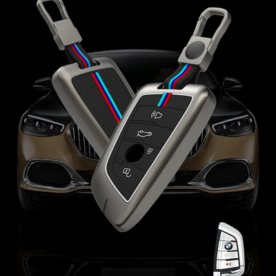BMW | ZINC ALLOY + SILICONE CAR KEY CASE | FOR 4 BUTTON KEY