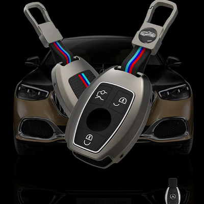 MERCEDES BENZ | ZINC ALLOY + SILICONE CAR KEY CASE | FOR 3 BUTTON KEY