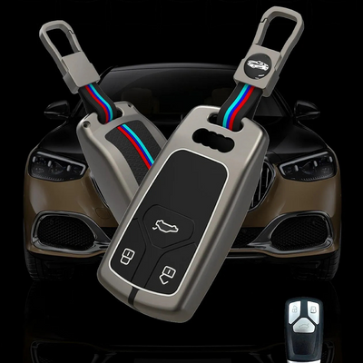AUDI | ZINC ALLOY + SILICONE CAR KEY CASE |  FOR 3 BUTTON KEY