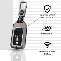 HONDA | ZINC ALLOY + SILICONE CAR KEY CASE | FOR 4 BUTTON KEY