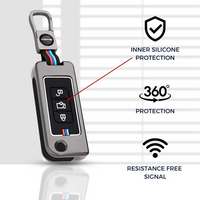 MAHINDRA | ZINC ALLOY + SILICONE CAR KEY CASE | FOR 3 BUTTON KEY
