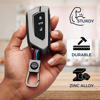 SKODA/VOLKSWAGEN | ZINC ALLOY + SILICONE CAR KEY CASE | FOR 3 BUTTON KEY