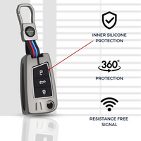 SKODA/VOLKSWAGEN | ZINC ALLOY + SILICONE CAR KEY CASE | FOR 3 BUTTON KEY