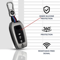 TOYOTA | ZINC ALLOY + SILICONE CAR KEY CASE | FOR 3 BUTTON KEY