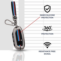 BMW | ZINC ALLOY + SILICONE CAR KEY CASE | FOR 4 BUTTON KEY