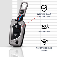 TOYOTA | ZINC ALLOY + SILICONE CAR KEY CASE | FOR 2 BUTTON KEY