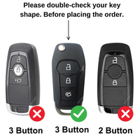 FORD | ZINC ALLOY + SILICONE CAR KEY CASE | FOR 3 BUTTON KEY