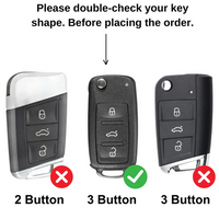 SKODA/VOLKSWAGEN | ZINC ALLOY + SILICONE CAR KEY CASE | FOR 3 BUTTON KEY