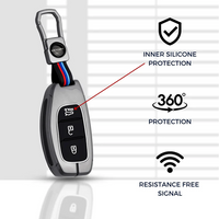 HYUNDAI | ZINC ALLOY + SILICONE CAR KEY CASE | FOR 3 BUTTON KEY