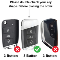 SKODA/VOLKSWAGEN | ZINC ALLOY + SILICONE CAR KEY CASE | FOR 3 BUTTON KEY