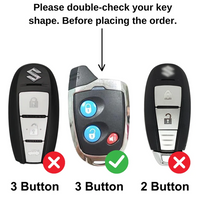 MARUTI SUZUKI | ZINC ALLOY + SILICONE CAR KEY CASE | FOR 3 BUTTON KEY