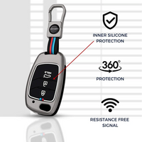HYUNDAI | ZINC ALLOY + SILICONE CAR KEY CASE | FOR 3 BUTTON KEY