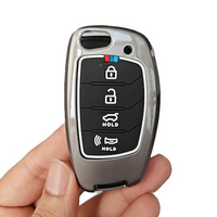 HYUNDAI | ZINC ALLOY + SILICONE CAR KEY CASE | FOR 4 BUTTON KEY