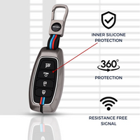 HYUNDAI | ZINC ALLOY + SILICONE CAR KEY CASE | FOR 4 BUTTON KEY