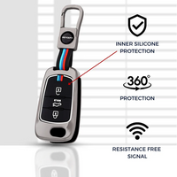 HYUNDAI | ZINC ALLOY + SILICONE CAR KEY CASE | FOR 3 BUTTON KEY