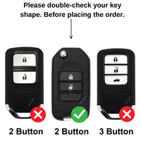 HONDA  | ZINC ALLOY + SILICONE CAR KEY CASE | FOR 2 BUTTON KEY