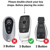 MERCEDES BENZ | ZINC ALLOY + SILICONE CAR KEY CASE | FOR 3 BUTTON KEY