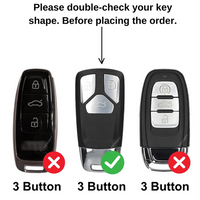 AUDI | ZINC ALLOY + SILICONE CAR KEY CASE |  FOR 3 BUTTON KEY