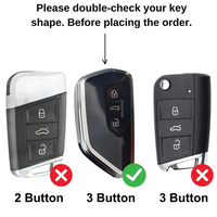 SKODA/VOLKSWAGEN | ZINC ALLOY + SILICONE CAR KEY CASE | FOR 3 BUTTON KEY