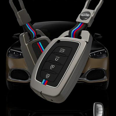 HYUNDAI | ZINC ALLOY + SILICONE CAR KEY CASE | FOR 4 BUTTON KEY
