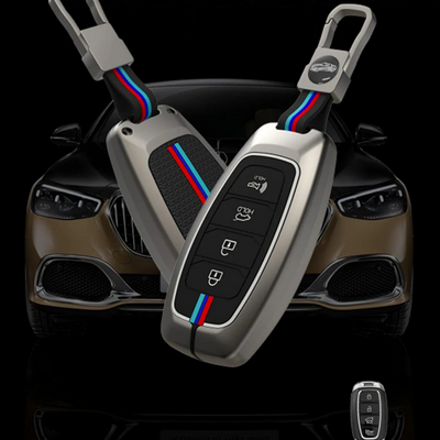 HYUNDAI | ZINC ALLOY + SILICONE CAR KEY CASE | FOR 4 BUTTON KEY