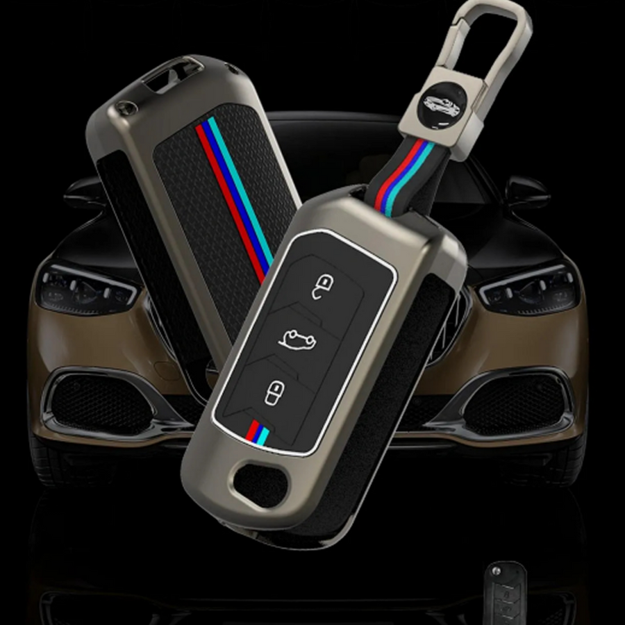 MAHINDRA | ZINC ALLOY + SILICONE CAR KEY CASE | FOR 3 BUTTON KEY