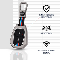RENAULT | ZINC ALLOY + SILICONE CAR KEY CASE | FOR 2 BUTTON KEY