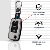 SKODA/VOLKSWAGEN | ZINC ALLOY + SILICONE CAR KEY CASE | FOR 3 BUTTON KEY