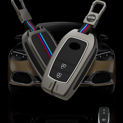 TOYOTA | ZINC ALLOY + SILICONE CAR KEY CASE | FOR 2 BUTTON KEY