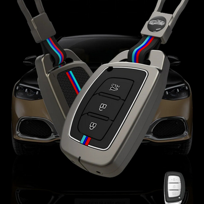 HYUNDAI | ZINC ALLOY + SILICONE CAR KEY CASE | FOR 3 BUTTON KEY
