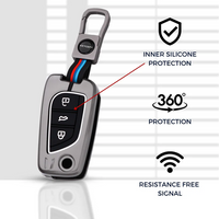 TOYOTA | ZINC ALLOY + SILICONE CAR KEY CASE | FOR 3 BUTTON KEY