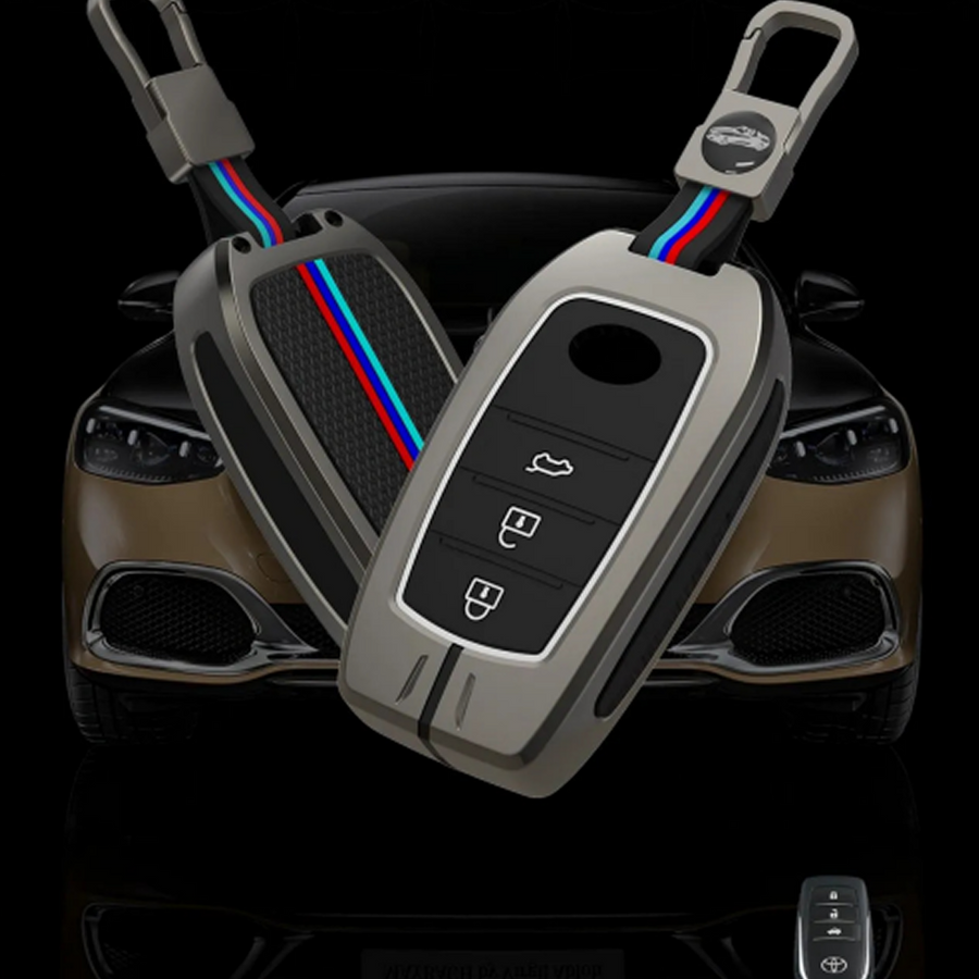 TOYOTA | ZINC ALLOY + SILICONE CAR KEY CASE | FOR 3 BUTTON KEY