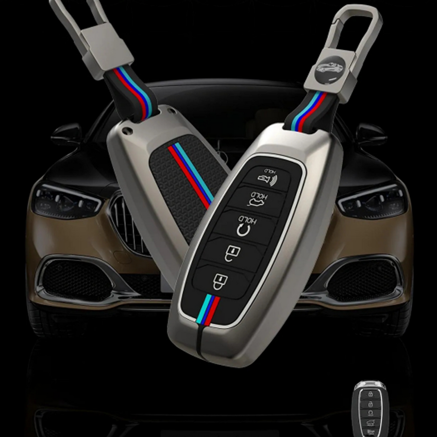 HYUNDAI | ZINC ALLOY + SILICONE CAR KEY CASE | FOR 4 BUTTON KEY