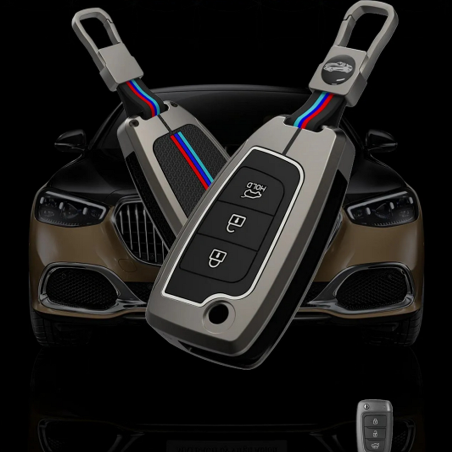 HYUNDAI | ZINC ALLOY + SILICONE CAR KEY CASE | FOR 3 BUTTON KEY