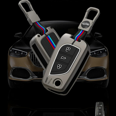 TOYOTA | ZINC ALLOY + SILICONE CAR KEY CASE | FOR 3 BUTTON KEY