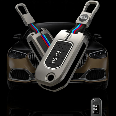 HONDA  | ZINC ALLOY + SILICONE CAR KEY CASE | FOR 2 BUTTON KEY